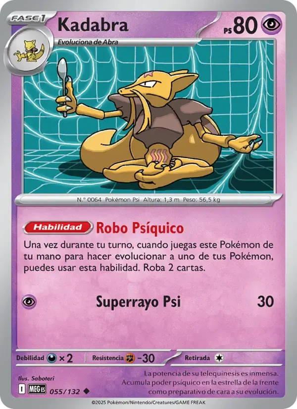 Kadabra — Megaevolución 55 Spanish Pokémon card
