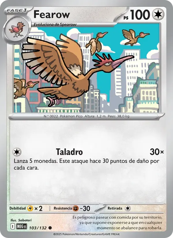 Fearow — Megaevolución 103 Spanish Pokémon card