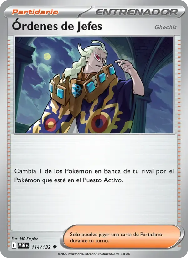 Órdenes de Jefes — Megaevolución 114 Spanish Pokémon card