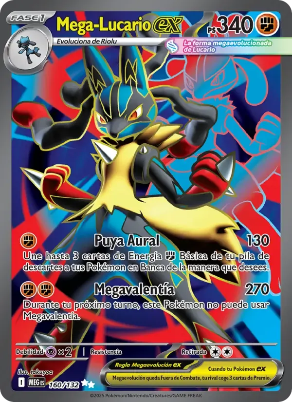 Mega-Lucario ex — Megaevolución 160 Spanish Pokémon card