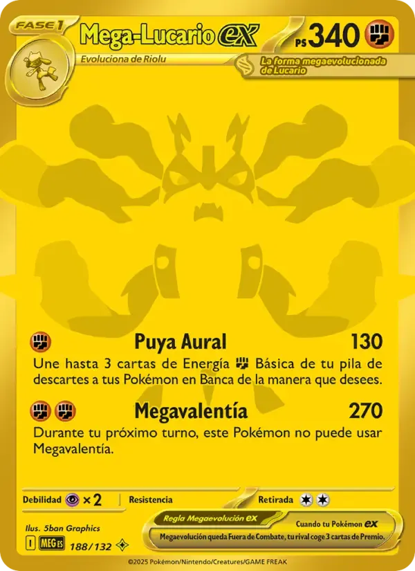 Mega-Lucario ex — Megaevolución 188 Spanish Pokémon card