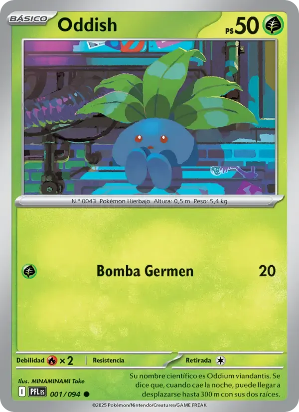 Oddish — Fuegos Fantasmales 1 Spanish Pokémon card