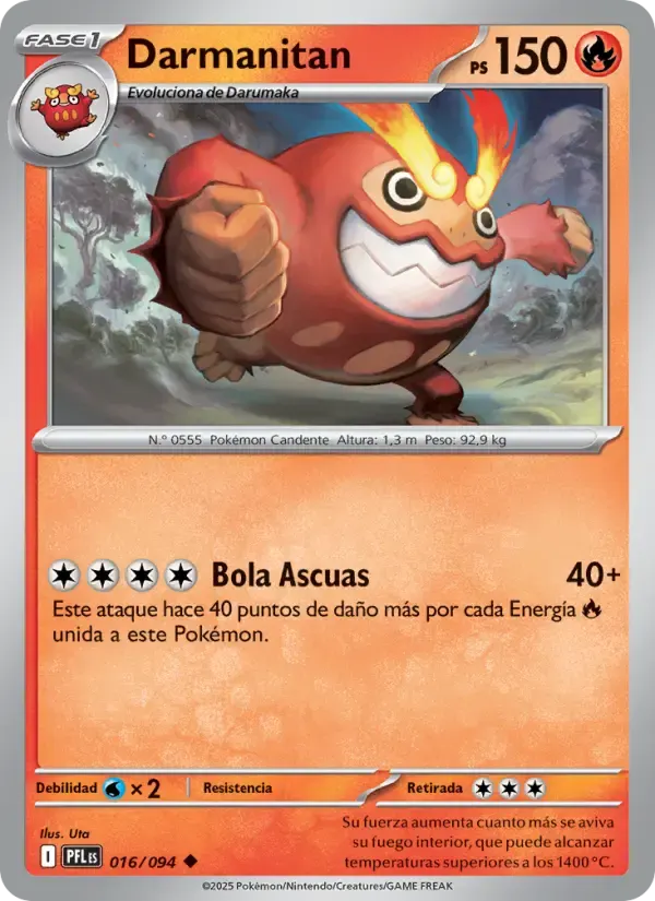 Darmanitan — Fuegos Fantasmales 16 Spanish Pokémon card