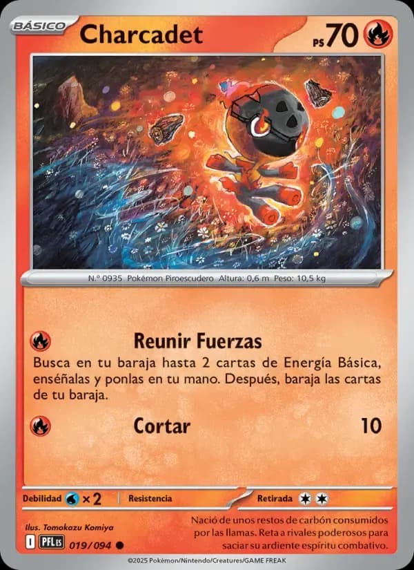 Charcadet — Fuegos Fantasmales 19 Spanish Pokémon card