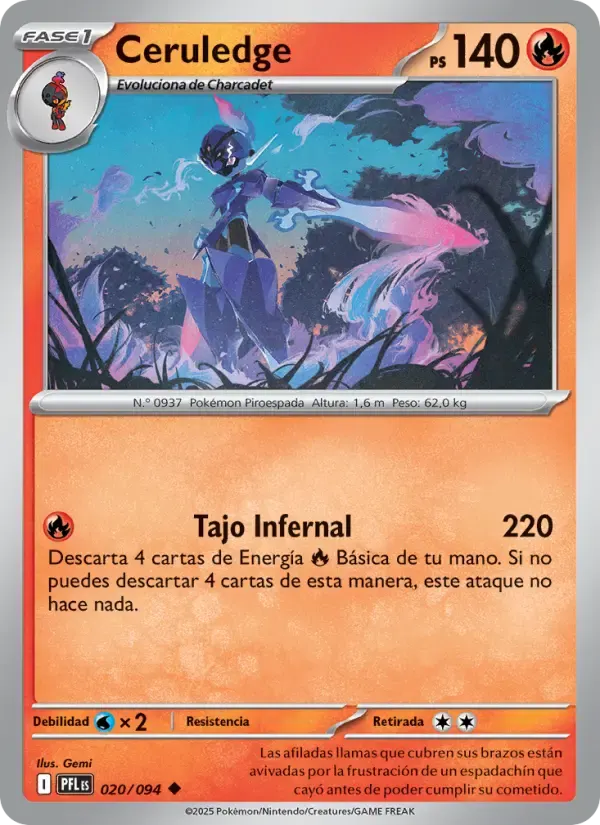 Ceruledge — Fuegos Fantasmales 20 Spanish Pokémon card