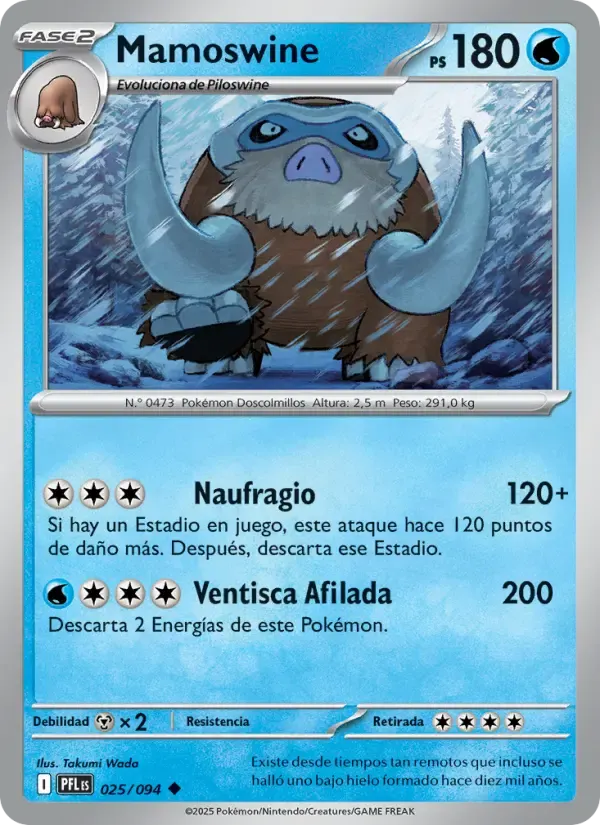 Mamoswine — Fuegos Fantasmales 25 Spanish Pokémon card