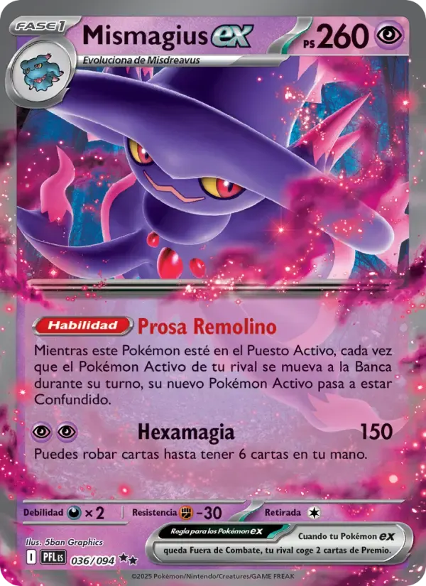 Mismagius ex — Fuegos Fantasmales 36 Spanish Pokémon card