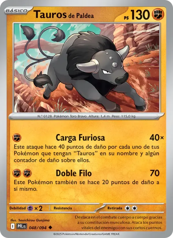 Tauros de Paldea — Fuegos Fantasmales 48 Spanish Pokémon card