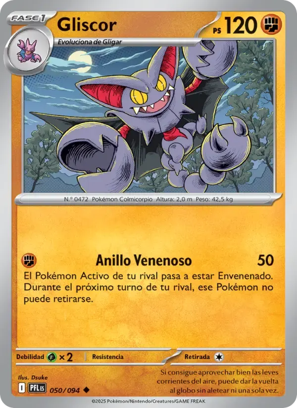 Gliscor — Fuegos Fantasmales 50 Spanish Pokémon card