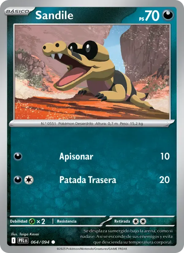 Sandile — Fuegos Fantasmales 64 Spanish Pokémon card