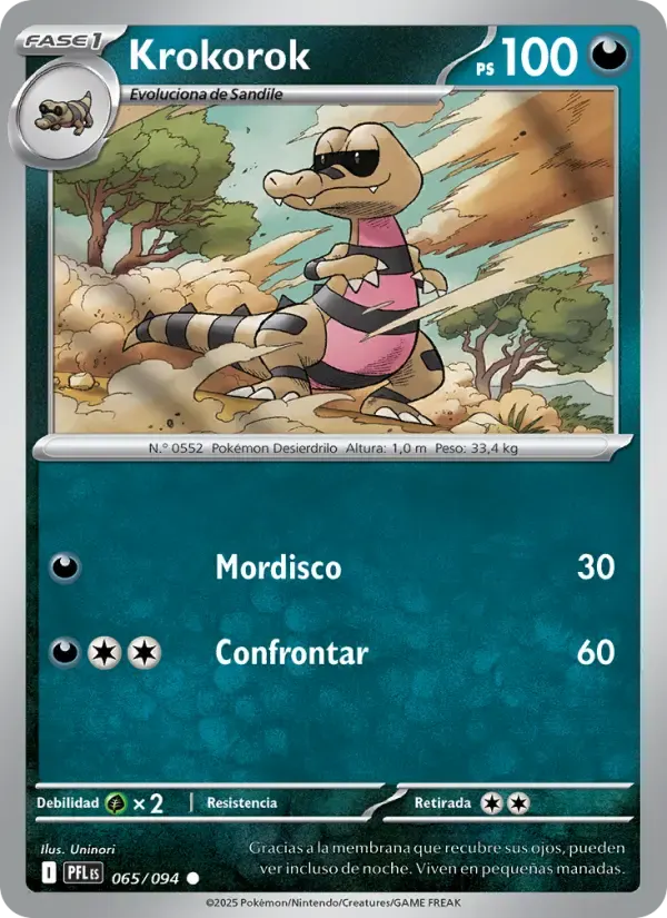 Krokorok — Fuegos Fantasmales 65 Spanish Pokémon card