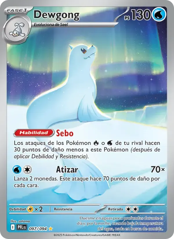 Dewgong — Fuegos Fantasmales 97 Spanish Pokémon card