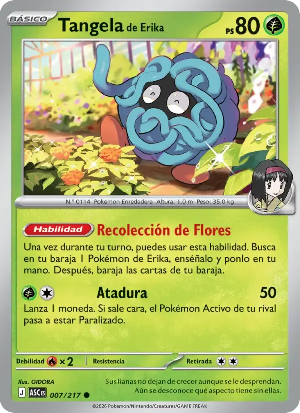 Tangela de Erika — Héroes Ascendentes 7 Spanish Pokémon card