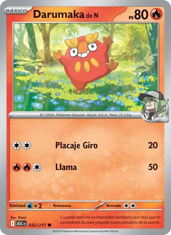 Darumaka de N — Héroes Ascendentes 32 Spanish Pokémon card