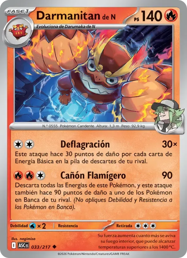 Darmanitan de N — Héroes Ascendentes 33 Spanish Pokémon card
