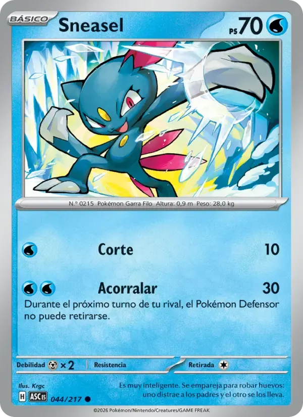 Sneasel — Héroes Ascendentes 44 Spanish Pokémon card