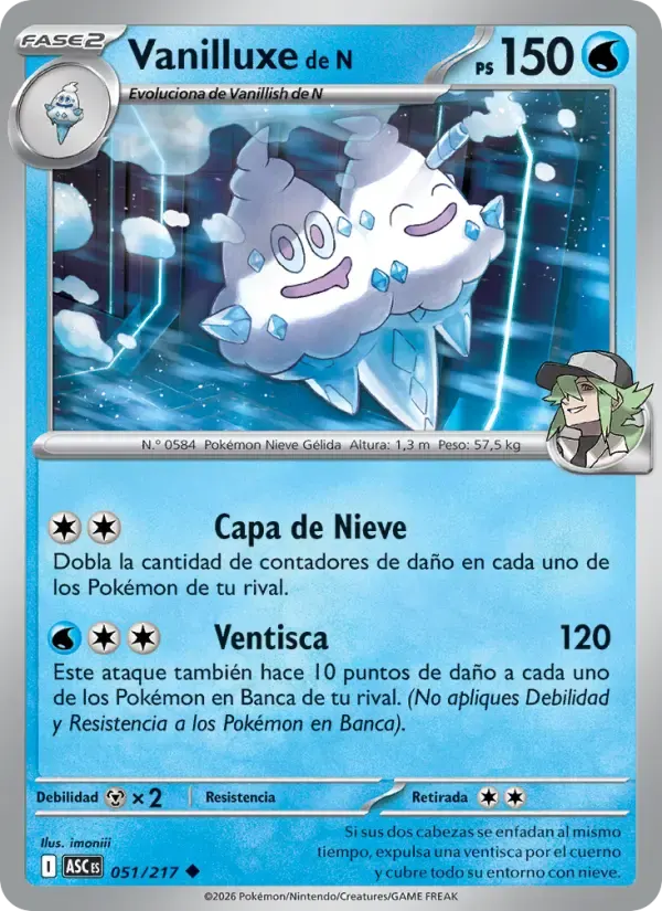Vanilluxe de N — Héroes Ascendentes 51 Spanish Pokémon card