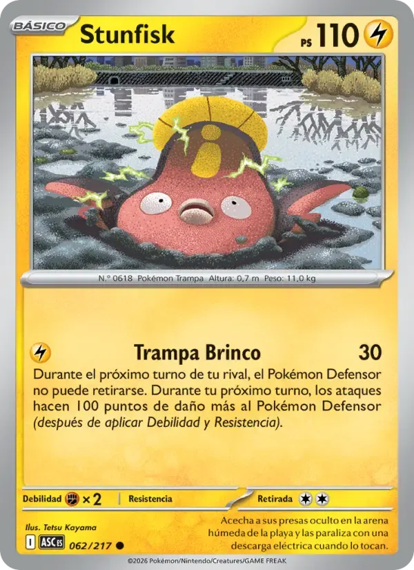 Stunfisk — Héroes Ascendentes 62 Spanish Pokémon card