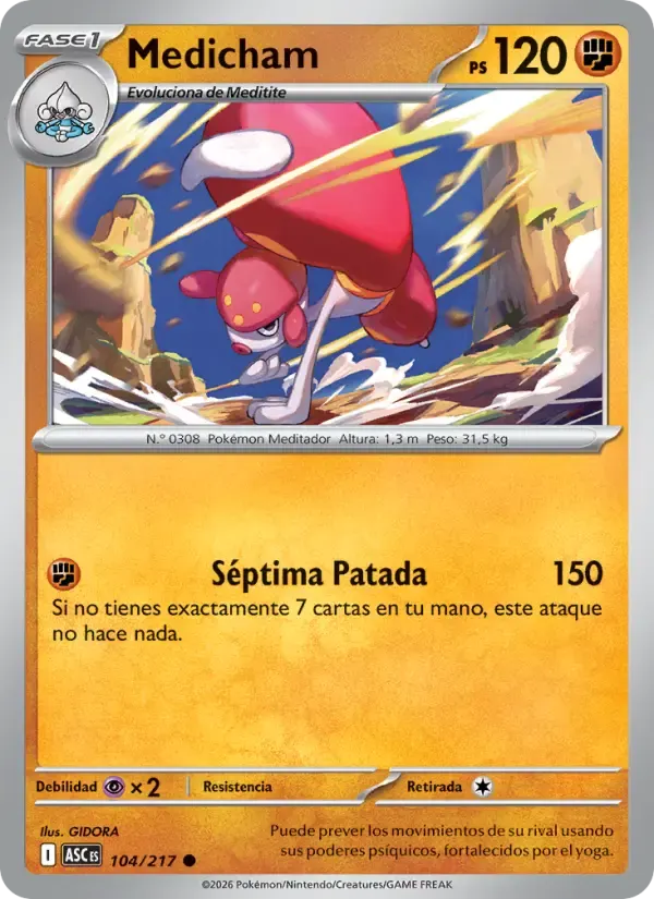 Medicham — Héroes Ascendentes 104 Spanish Pokémon card