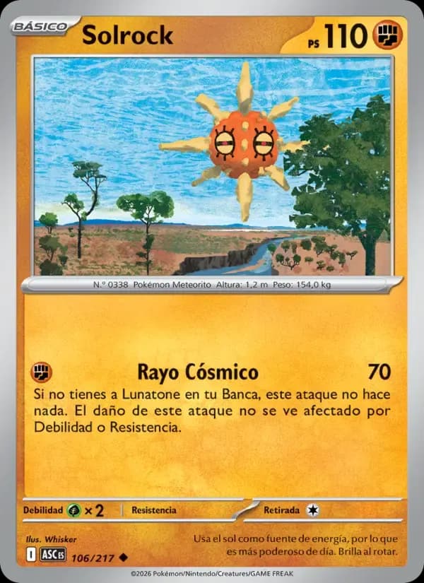 Solrock — Héroes Ascendentes 106 Spanish Pokémon card
