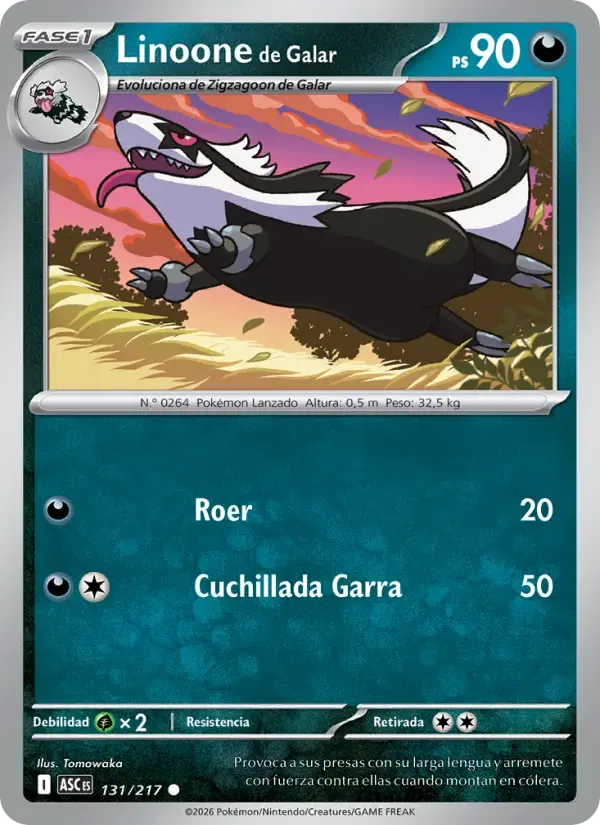 Linoone de Galar — Héroes Ascendentes 131 Spanish Pokémon card