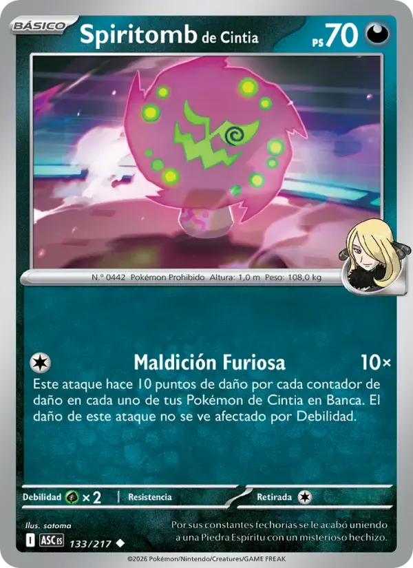 Spiritomb de Cintia — Héroes Ascendentes 133 Spanish Pokémon card