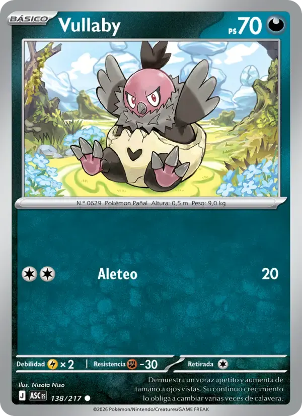 Vullaby — Héroes Ascendentes 138 Spanish Pokémon card