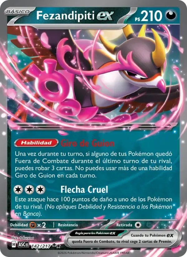 Fezandipiti ex — Héroes Ascendentes 142 Spanish Pokémon card