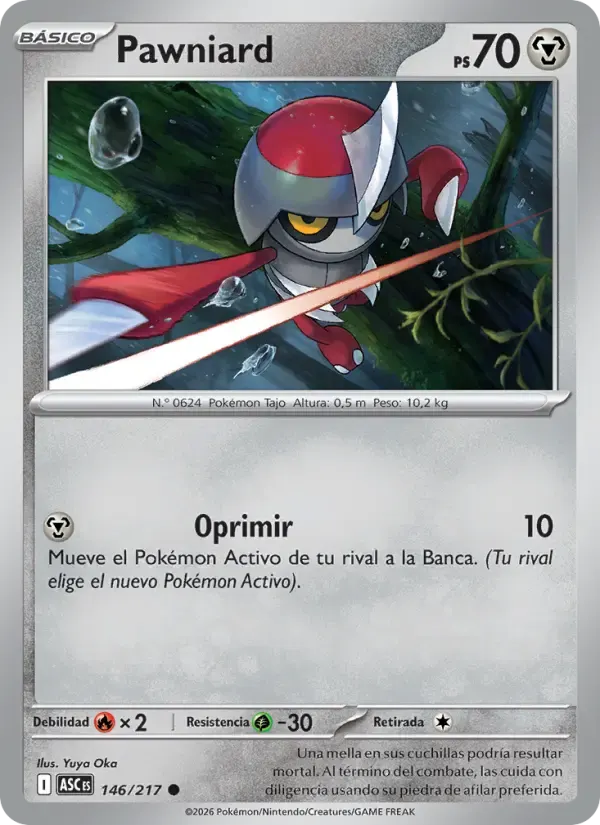 Pawniard — Héroes Ascendentes 146 Spanish Pokémon card