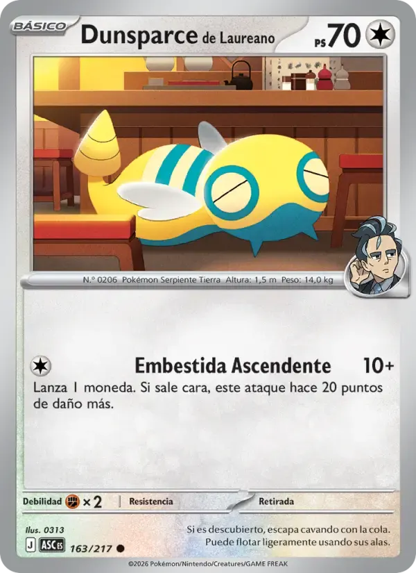 Dunsparce de Laureano — Héroes Ascendentes 163 Spanish Pokémon card