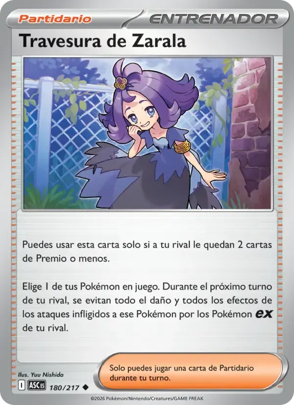 Travesura de Zarala — Héroes Ascendentes 180 Spanish Pokémon card