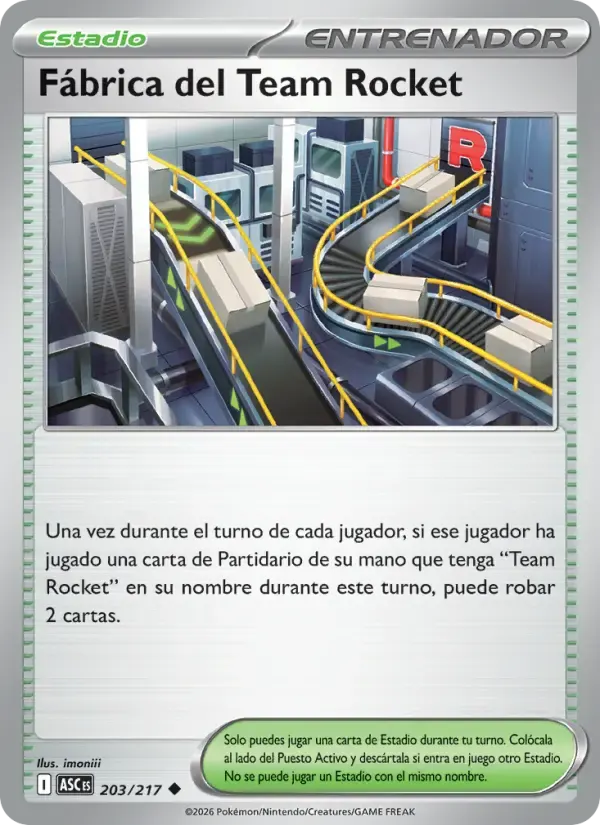 Fábrica del Team Rocket — Héroes Ascendentes 203 Spanish Pokémon card