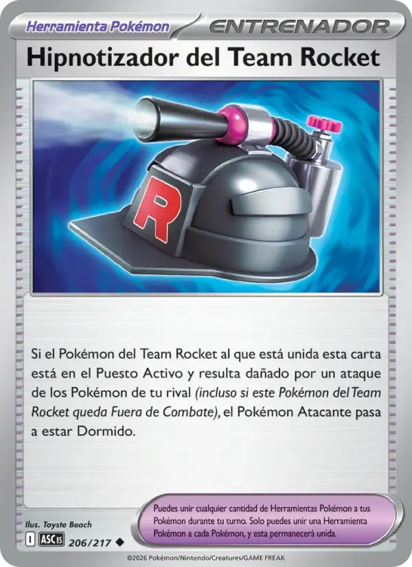 Hipnotizador del Team Rocket — Héroes Ascendentes 206 Spanish Pokémon card