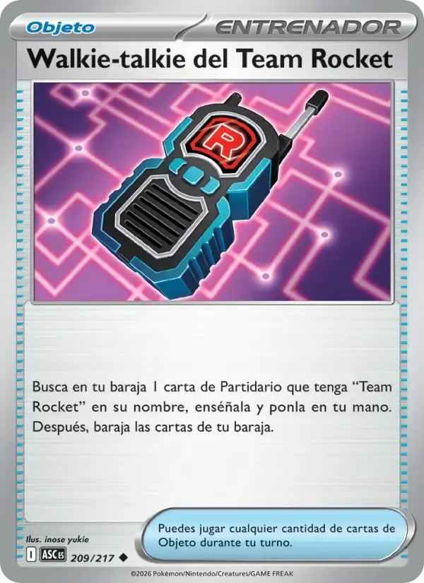 Walkie-talkie del Team Rocket — Héroes Ascendentes 209 Spanish Pokémon card