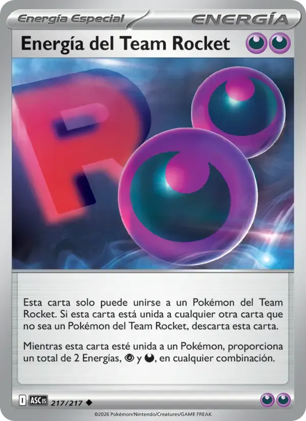Energía del Team Rocket — Héroes Ascendentes 217 Spanish Pokémon card