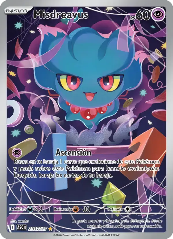 Misdreavus — Héroes Ascendentes 233 Spanish Pokémon card