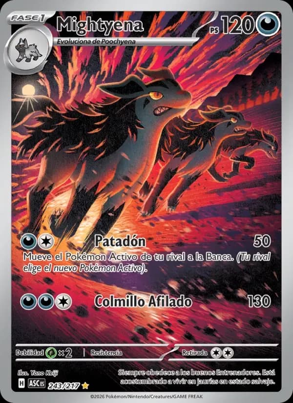 Mightyena — Héroes Ascendentes 243 Spanish Pokémon card