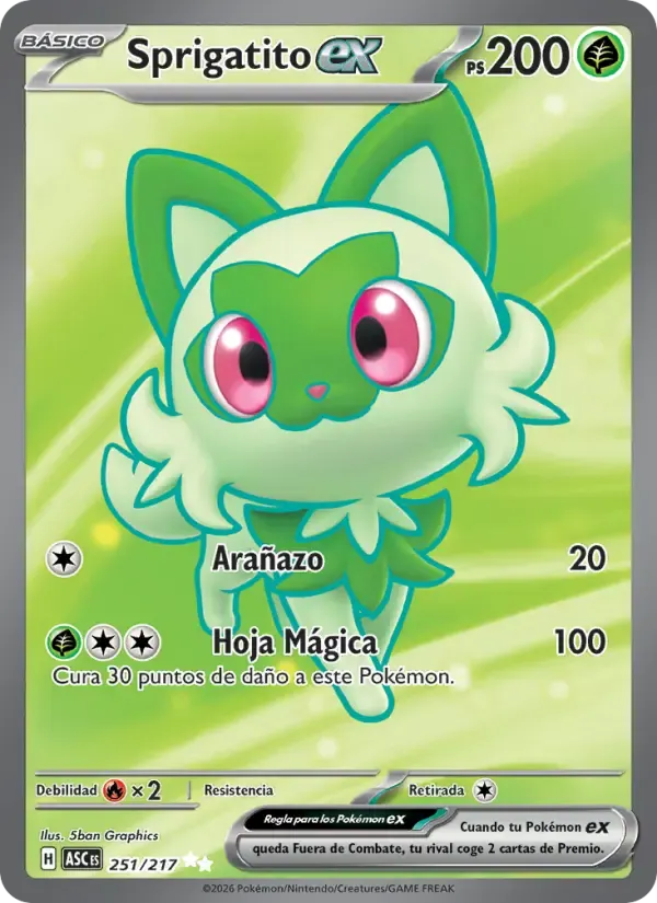 Sprigatito ex — Héroes Ascendentes 251 Spanish Pokémon card