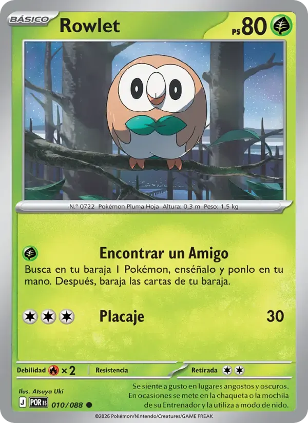 Rowlet — Equilibrio Perfecto 10 Spanish Pokémon card