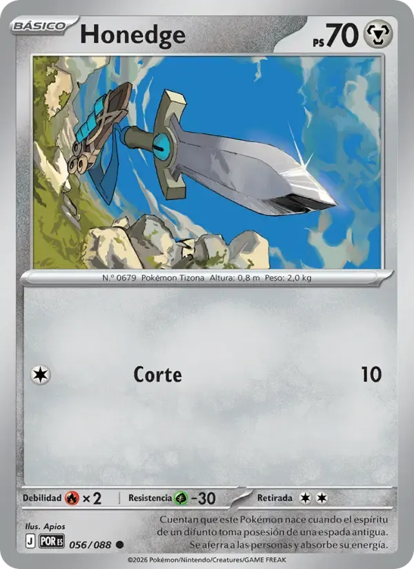 Honedge — Equilibrio Perfecto 56 Spanish Pokémon card
