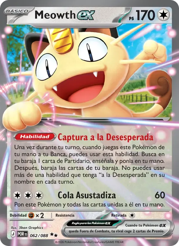 Meowth ex — Equilibrio Perfecto 62 Spanish Pokémon card