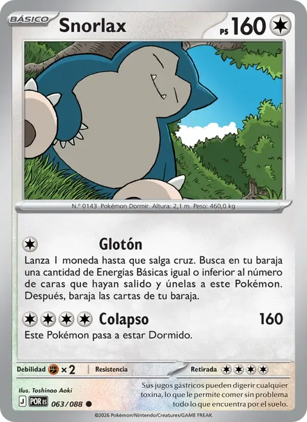 Snorlax — Equilibrio Perfecto 63 Spanish Pokémon card