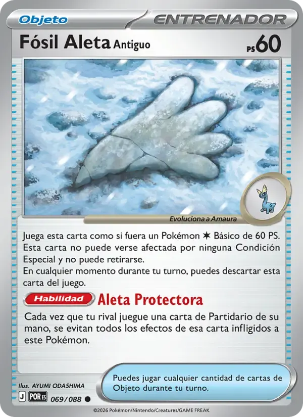 Fósil Aleta Antiguo — Equilibrio Perfecto 69 Spanish Pokémon card