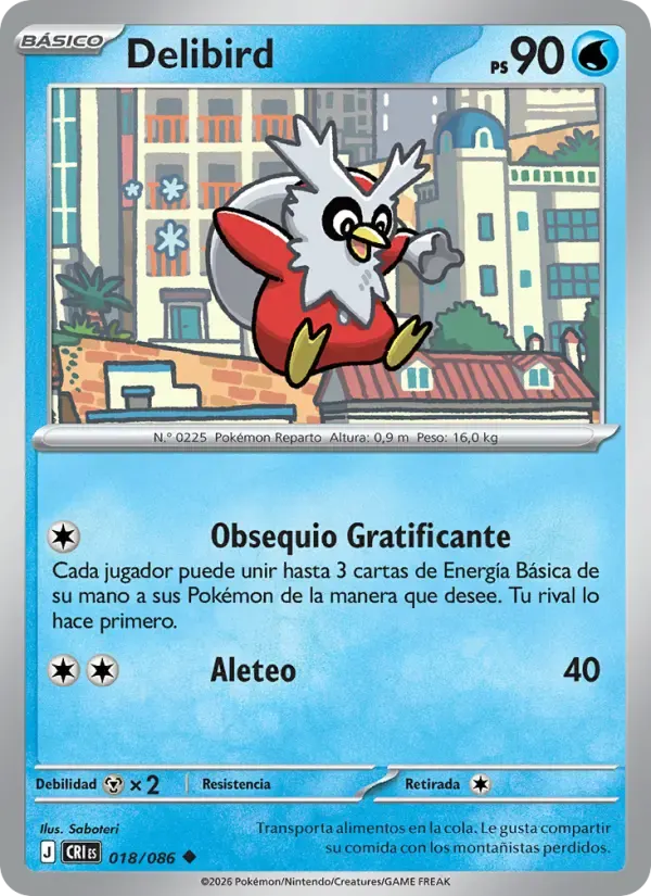 Delibird — Caos Creciente 18 Spanish Pokémon card