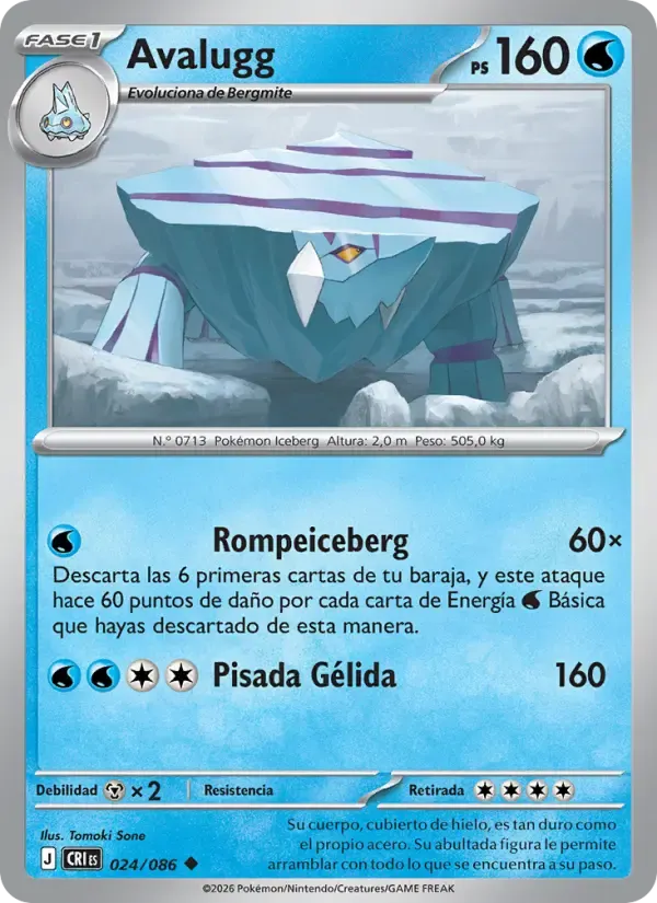 Avalugg — Caos Creciente 24 Spanish Pokémon card