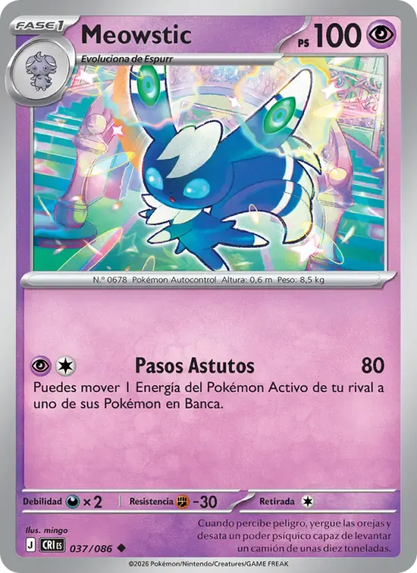 Meowstic — Caos Creciente 37 Spanish Pokémon card