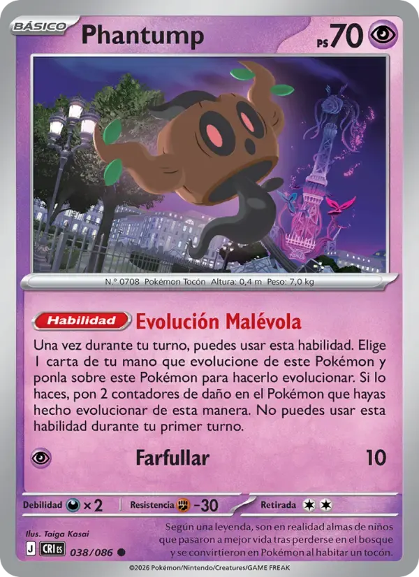 Phantump — Caos Creciente 38 Spanish Pokémon card
