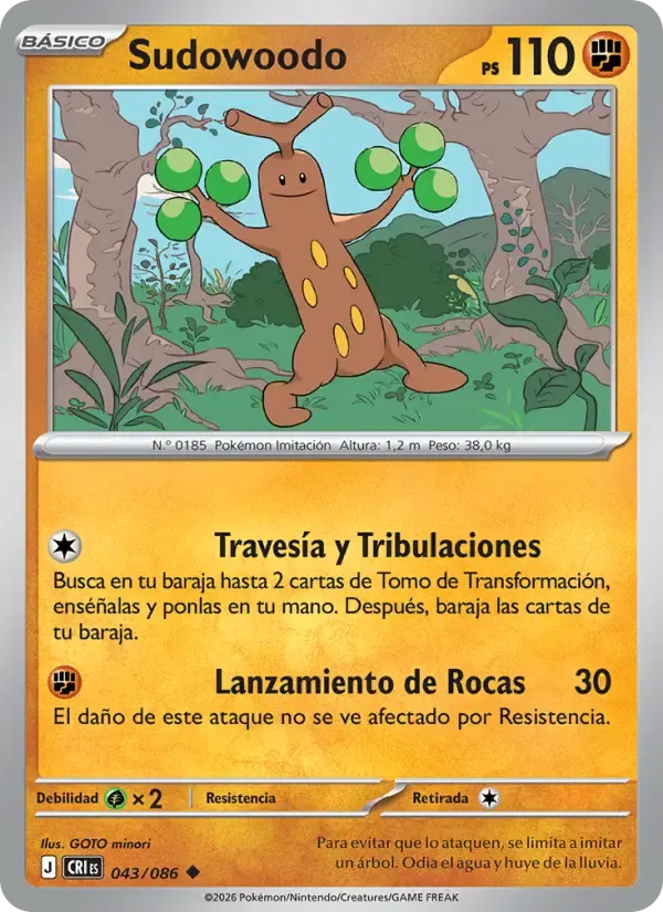 Sudowoodo — Caos Creciente 43 Spanish Pokémon card