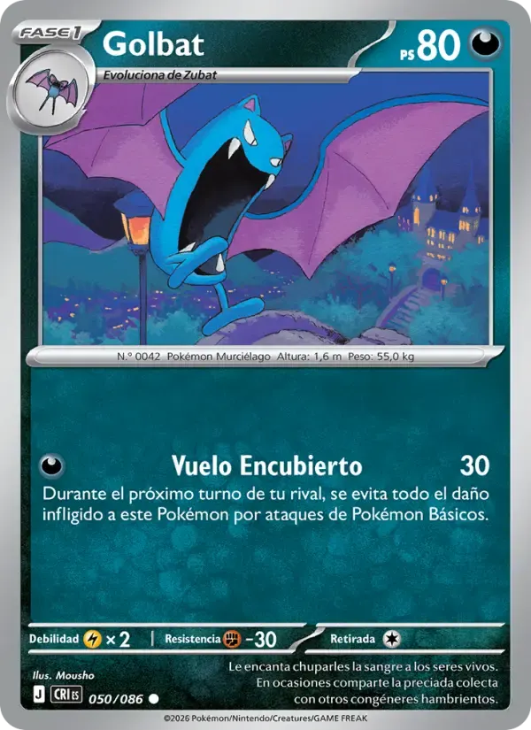 Golbat — Caos Creciente 50 Spanish Pokémon card