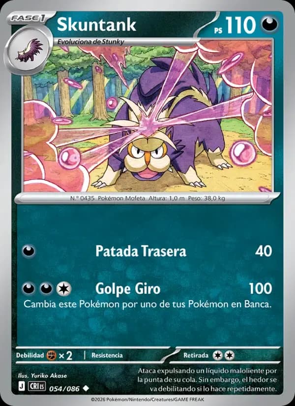 Skuntank — Caos Creciente 54 Spanish Pokémon card